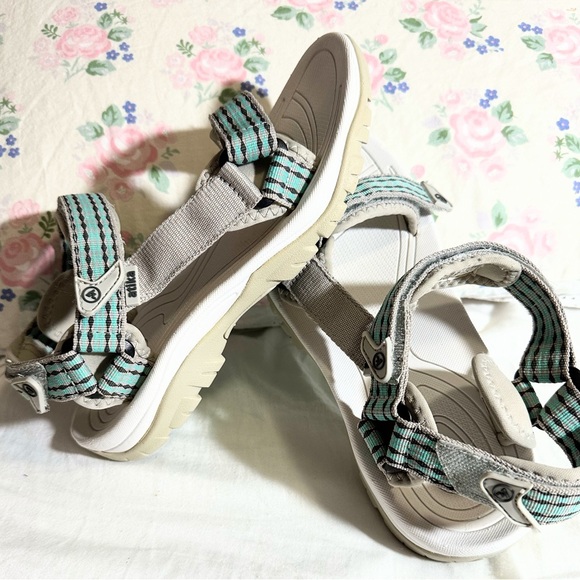 Atika Sandals - Gray and Teal Stripes hiking sandals for women size 7 - Picture 9 of 15